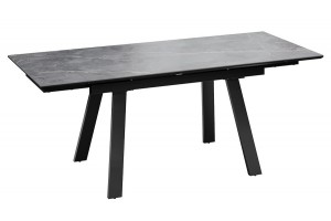 Стол обеденный Дэкстон Тип 1 Черный муар, Керамика матовая серый мрамор