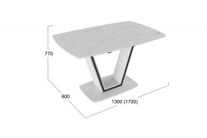 Стол обеденный Дели Тип 1 Белый глянец, Стекло матовое белый мрамор