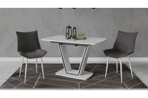 Стол обеденный Дели Тип 1 Белый глянец, Стекло матовое белый мрамор