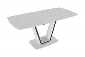 Стол обеденный Дели Тип 1 Белый глянец, Стекло матовое белый мрамор