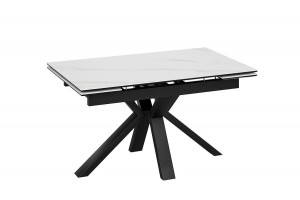 Стол обеденный Дерби Тип 1 Черный муар, Керамика матовая белый мрамор