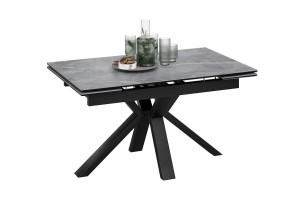 Стол обеденный Дерби Тип 1 Черный муар, Керамика матовая серый мрамор