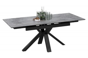 Стол обеденный Дерби Тип 1 Черный муар, Керамика матовая серый мрамор