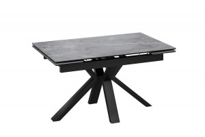 Стол обеденный Дерби Тип 1 Черный муар, Керамика матовая серый мрамор