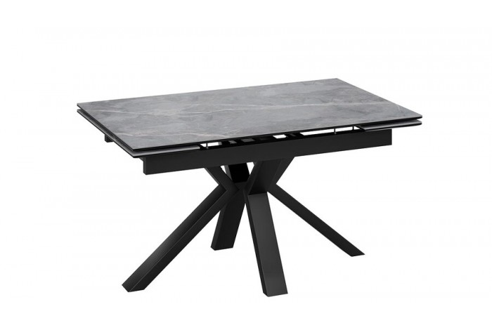 Стол обеденный «Дерби» Тип 1 Черный муар, Керамика матовая серый мрамор