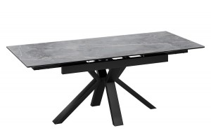 Стол обеденный Дерби Тип 1 Черный муар, Керамика матовая серый мрамор