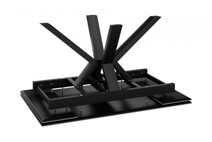 Стол обеденный «Дерби» Тип 1 Черный муар, Керамика матовая серый мрамор