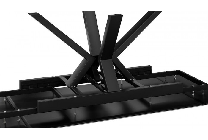 Стол обеденный «Дерби» Тип 1 Черный муар, Керамика матовая серый мрамор