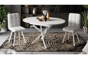 Стол обеденный Diamond Тип 3 Белый муар, Белый глянец