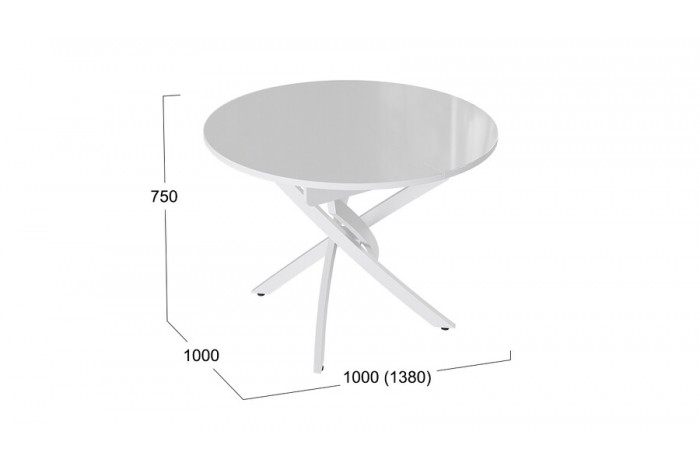 Стол обеденный «Diamond» Тип 3 - КМ+02.68.000.168 Белый муар, Белый глянец