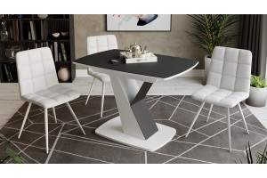 Стол обеденный Гарда Тип 1 Белый, Стекло матовое черный графит