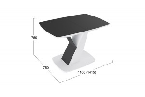 Стол обеденный Гарда Тип 1 Белый, Стекло матовое черный графит