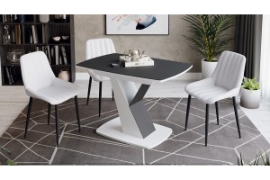 Стол обеденный Гарда Тип 1 Белый, Стекло матовое черный графит