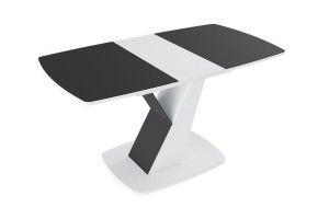 Стол обеденный Гарда Тип 1 Белый, Стекло матовое черный графит
