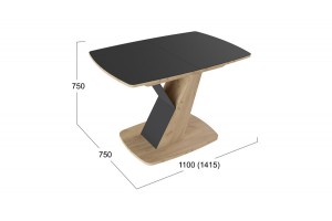 Стол обеденный Гарда Тип 1 Дуб Крафт золотой, Стекло матовое черный графит