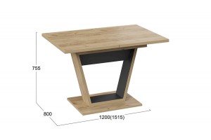 Стол обеденный Гавана Тип 1 Дуб Крафт золотой, Черный