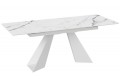 Стол обеденный «Гермес» Белый муар, Стекло глянцевое белый мрамор