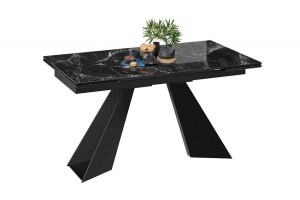 Стол обеденный Гермес Черный муар, Стекло глянцевое черный мрамор
