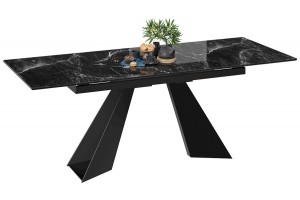Стол обеденный Гермес Черный муар, Стекло глянцевое черный мрамор