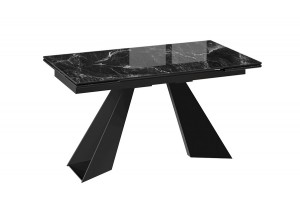 Стол обеденный Гермес Черный муар, Стекло глянцевое черный мрамор