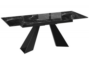 Стол обеденный Гермес Черный муар, Стекло глянцевое черный мрамор