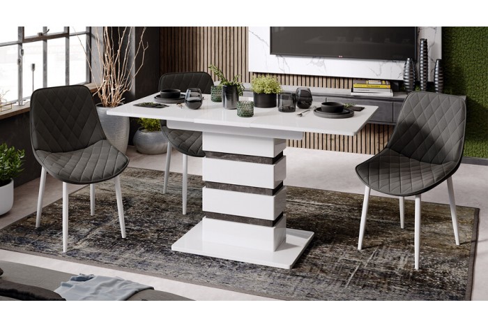 Стол обеденный «Мадейра» Тип 1 Белый глянец, Ателье темный