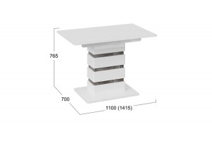 Стол обеденный Мадейра Тип 1 Белый глянец, Ателье темный