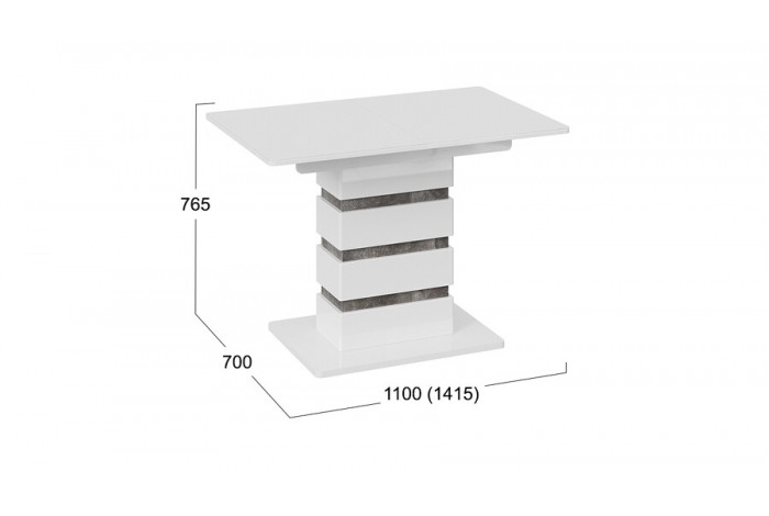 Стол обеденный «Мадейра» Тип 1 Белый глянец, Ателье темный