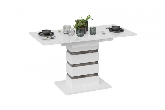 Стол обеденный «Мадейра» Тип 1 Белый глянец, Ателье темный