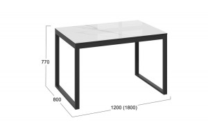Стол обеденный Маркус Тип 1 Черный муар, Стекло белый мрамор