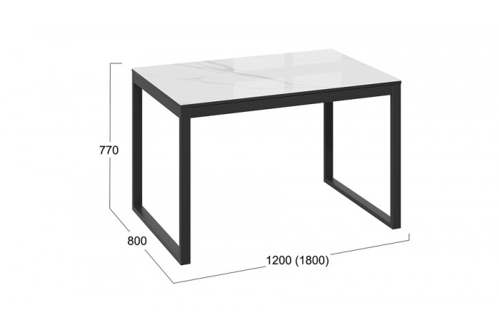 Стол обеденный «Маркус» Тип 1 Черный муар, Стекло белый мрамор