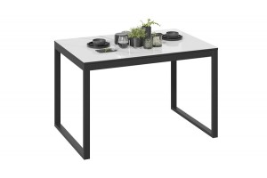 Стол обеденный Маркус Тип 1 Черный муар, Стекло белый мрамор