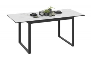 Стол обеденный Маркус Тип 1 Черный муар, Стекло белый мрамор