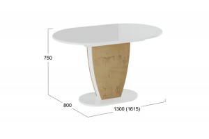 Стол обеденный Монреаль Тип 1 Белый глянец, Бунратти
