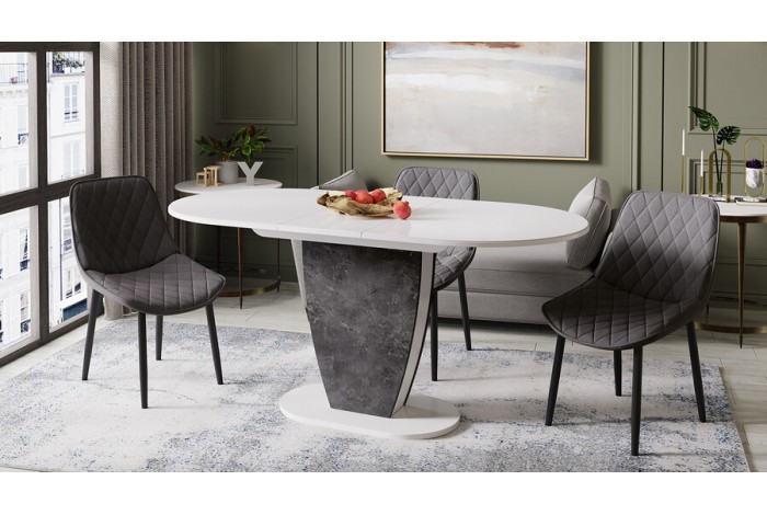 Стол обеденный «Монреаль» Тип 1 Белый глянец, Моод темный
