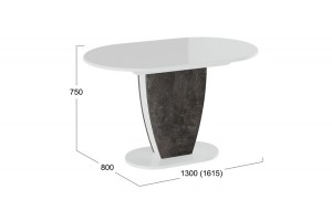 Стол обеденный Монреаль Тип 1 Белый глянец, Моод темный