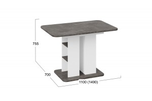Стол обеденный Мюнхен Тип 2 Белый Ясень, Ателье темный