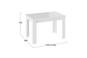 Стол обеденный Норман Тип 1 Белый, Стекло Белый глянец