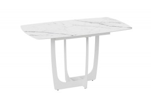 Стол обеденный Орфей Белый муар, Стекло глянцевое белый мрамор