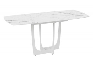 Стол обеденный Орфей Белый муар, Стекло глянцевое белый мрамор