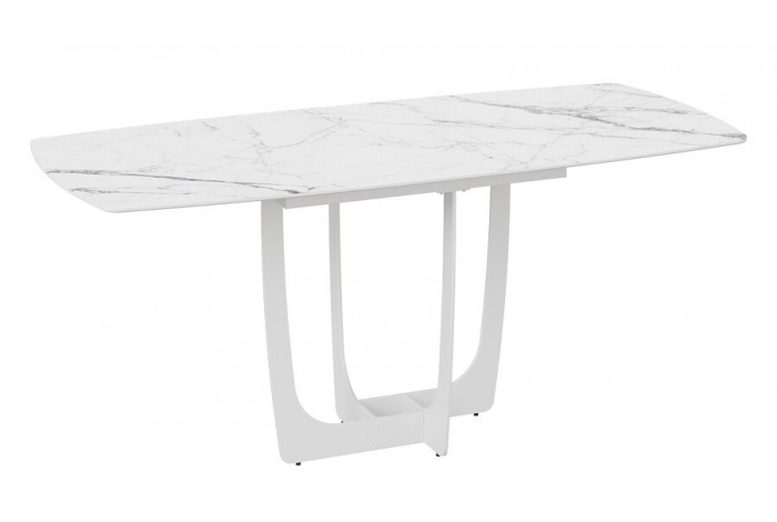 Стол обеденный «Орфей» Белый муар, Стекло глянцевое белый мрамор