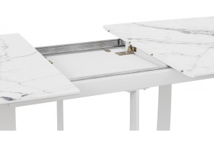 Стол обеденный Орфей Белый муар, Стекло глянцевое белый мрамор