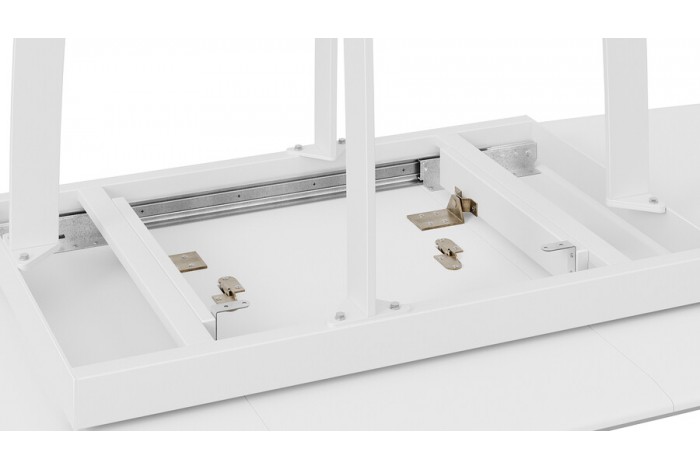 Стол обеденный «Орфей» Белый муар, Стекло глянцевое белый мрамор