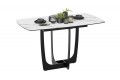 Стол обеденный «Орфей» Черный муар, Стекло глянцевое белый мрамор