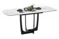 Стол обеденный «Орфей» Черный муар, Стекло глянцевое белый мрамор