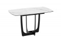 Стол обеденный «Орфей» Черный муар, Стекло глянцевое белый мрамор
