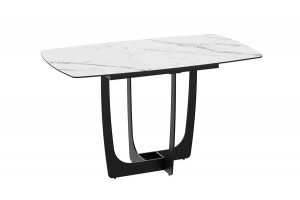 Стол обеденный Орфей Черный муар, Стекло глянцевое белый мрамор