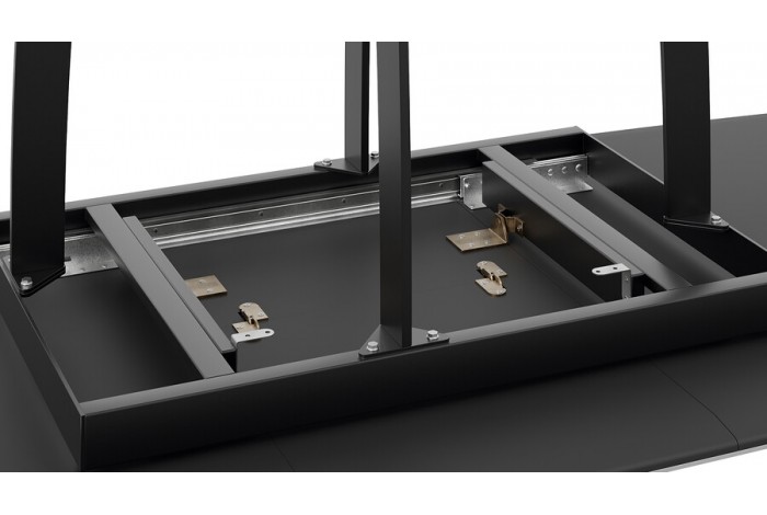 Стол обеденный «Орфей» Черный муар, Стекло глянцевое белый мрамор