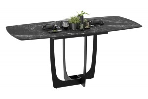 Стол обеденный Орфей Черный муар, Стекло глянцевое черный мрамор