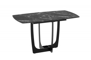 Стол обеденный Орфей Черный муар, Стекло глянцевое черный мрамор